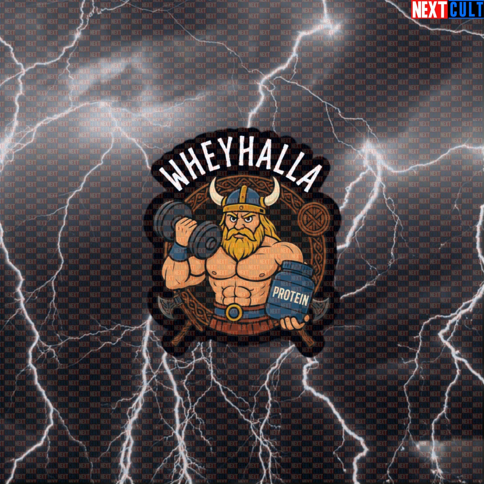 Wheyhalla Viking Gym Sticker | Funny Workout Decal For Lifters & Protein Lovers Default Title Stickers Bodybuilding Fitness Gym Vikings Workout Next Cult Brand