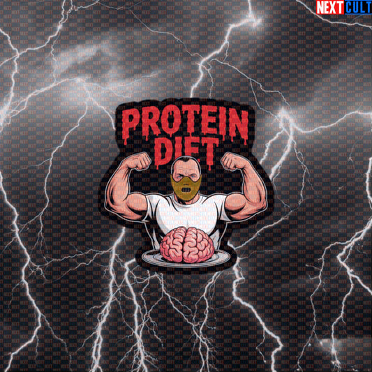 Cannibal Gym Sticker | Funny Protein Diet Meme Decal for Water Bottles | Horror Workout Sticker Default Title Stickers Bodybuilding Fast Food Films Fitness Halloween Workout Next Cult Brand