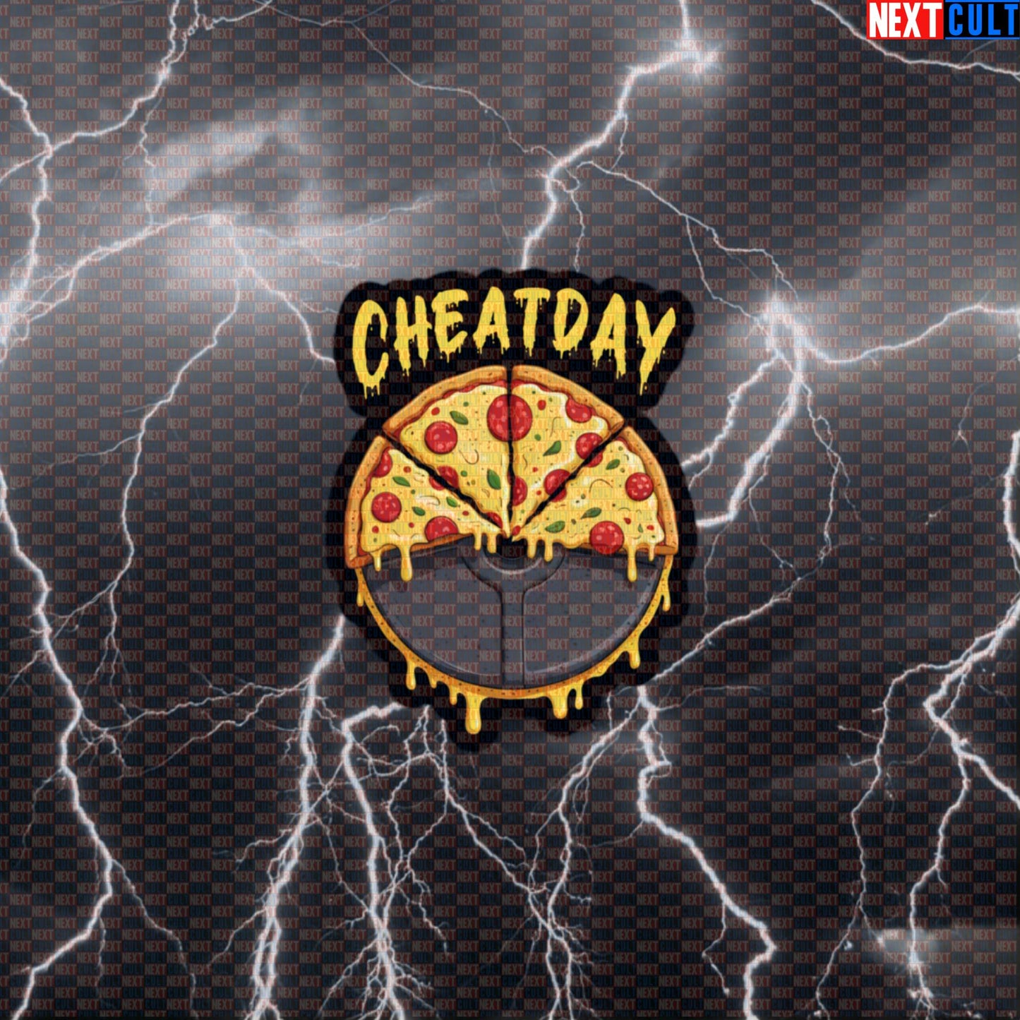 Cheat Day Pizza Weight Plate Gym Sticker | Funny Workout Decal for Water Bottles & Gym Gear Default Title Stickers Bodybuilding Fast Food Fitness Gym Pizza Powerlifting Workout Next Cult Brand