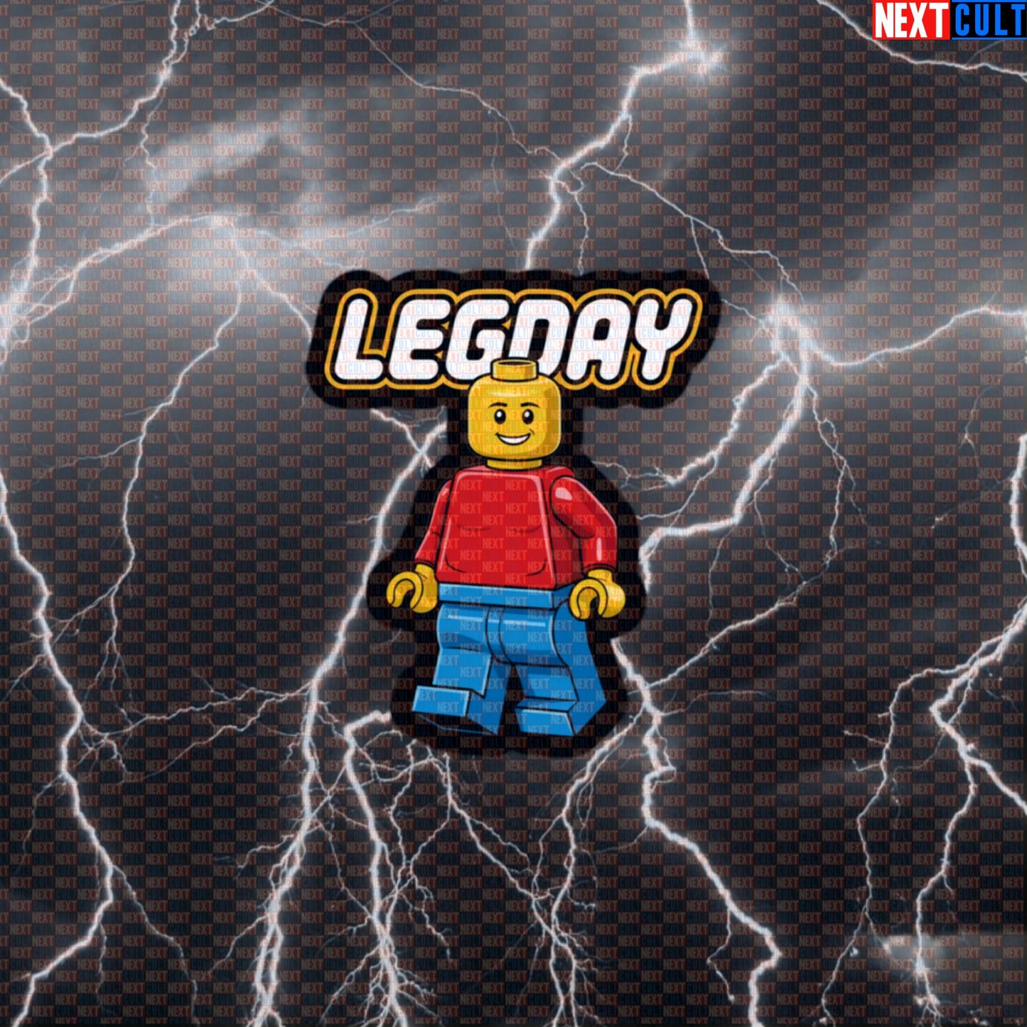 Leg Day Gains Funny Gym Sticker | LEGO Inspired Workout Decal for Water Bottles & Gym Equipment Default Title Stickers Bodybuilding Fitness Gym Leg Day LEGO Powerlifting Workout Next Cult Brand