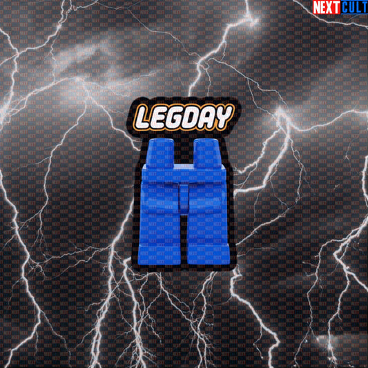 Leg Day Gains Gym Sticker | LEGO Parody Workout Decal for Water Bottles & Gym Gear | Fitness Meme Sticker Default Title Stickers Bodybuilding Fitness Gym Leg Day LEGO Powerlifting Workout Next Cult Brand