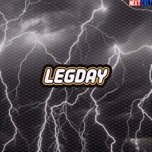 Leg Day Gains Gym Sticker | LEGO Workout Decal For Water Bottles & Gym Gear | Fitness Meme Sticker Default Title Stickers Bodybuilding Fitness Gym Leg Day LEGO Powerlifting Workout Next Cult Brand