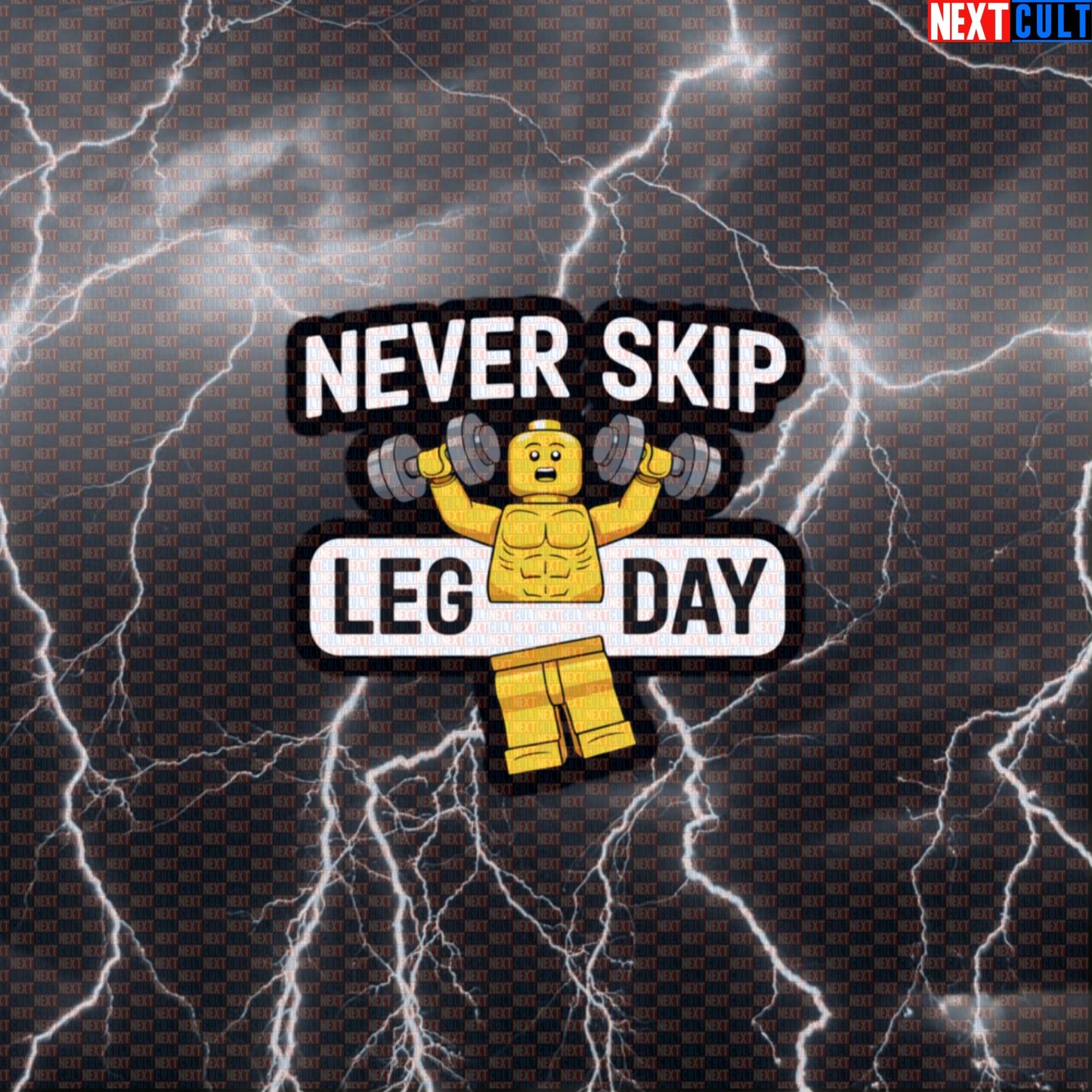 Never Skip Leg Day Gym Sticker | LEGO Workout Decal for Water Bottles & Gym Equipment | Fitness Meme Sticker Default Title Stickers Bodybuilding Fitness Gym Leg Day LEGO Powerlifting Workout Next Cult Brand