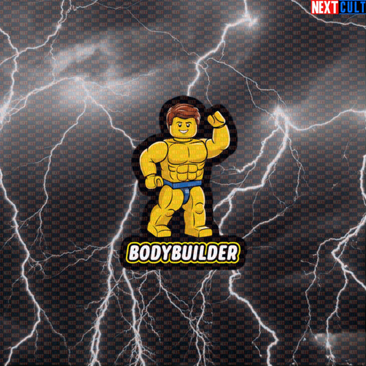 LEGO Bodybuilder Gym Sticker | Funny Workout Decal for Water Bottles & Gym Gear | Fitness Meme Sticker Default Title Stickers Bodybuilding Fitness Gym LEGO Workout Next Cult Brand