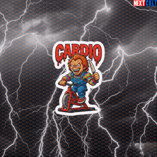 Chucky Spin Bike Horror Meme Sticker | Funny Cardio Aversion Gym Decal Default Title Stickers Cardio Films Fitness Gym Halloween Workout Next Cult Brand