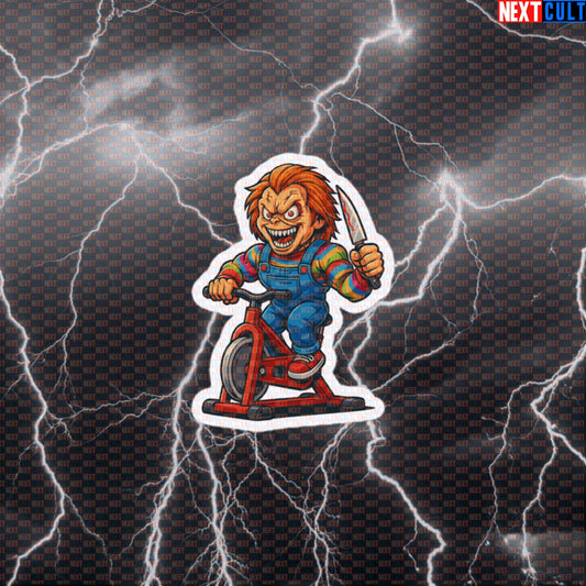 Chucky Spin Class Horror Sticker | Scary Cardio Gym Meme Decal For Water Bottles Default Title Stickers Cardio Films Fitness Gym Halloween Workout Next Cult Brand