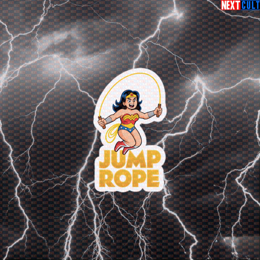 Jump Rope Wonder Woman Funny Gym Sticker | Superhero Cardio Workout Decal Default Title Stickers Cardio Films Fitness Gym Justice League Superheroes Wonder Woman Workout Next Cult Brand