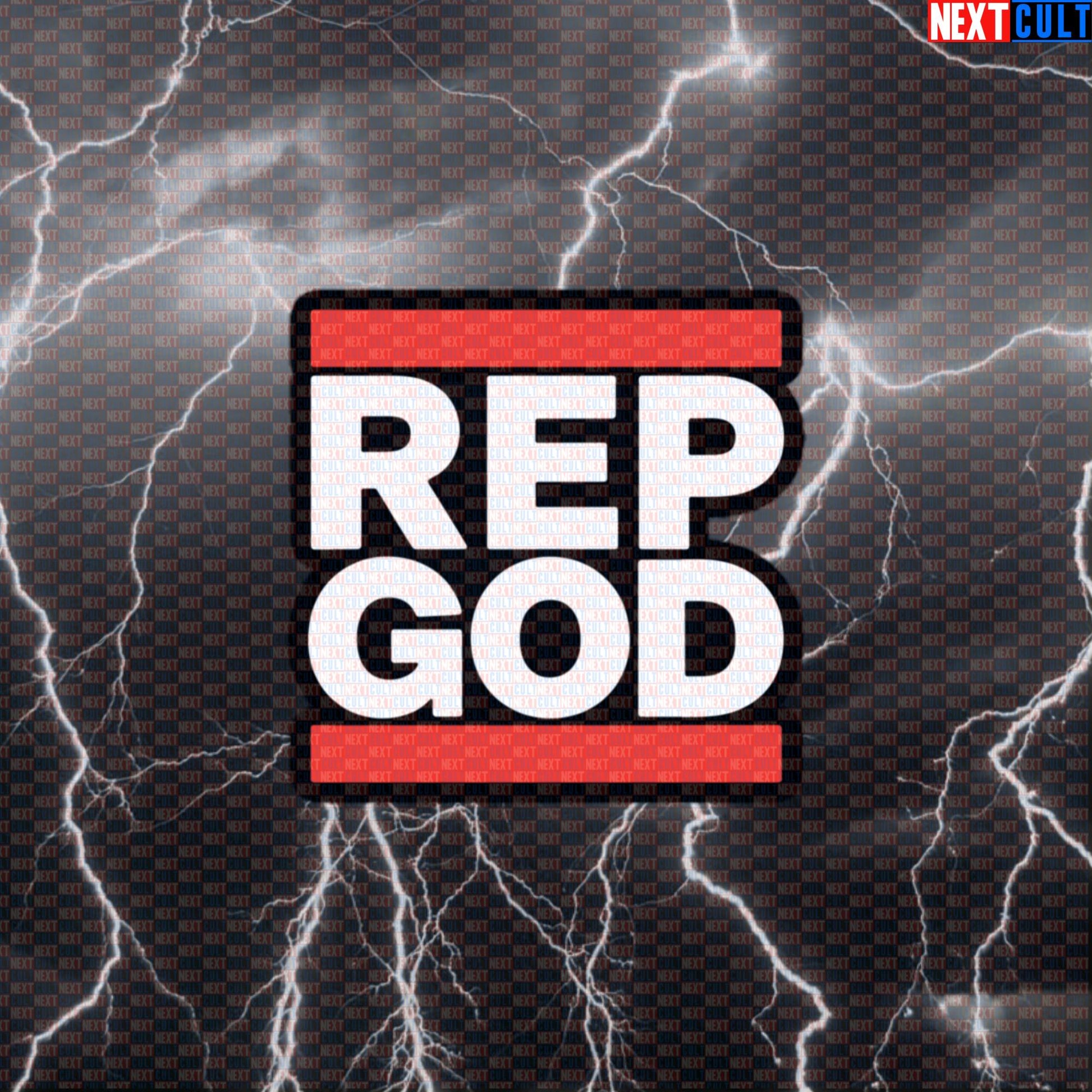 Rep God Funny Gym Sticker | Bodybuilding & Hip Hop Decal for Water Bottles and Gym Lockers Default Title Stickers Bodybuilding Eminem Fitness Gym Hip Hop Powerlifting Workout Next Cult Brand