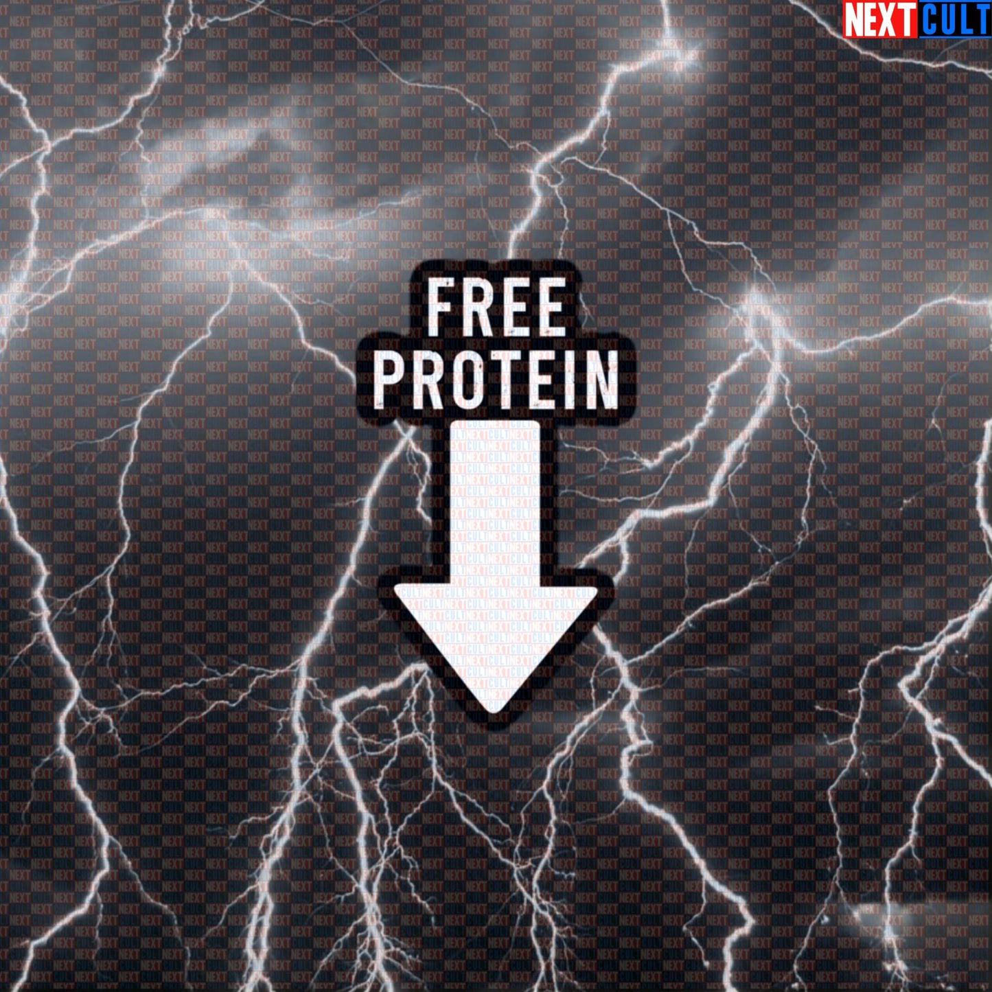Free Protein Gym Sticker | Sarcastic Workout Decal for Water Bottles & Shaker Cups | Fitness Meme Default Title Stickers Bodybuilding Fitness Gym Workout Next Cult Brand