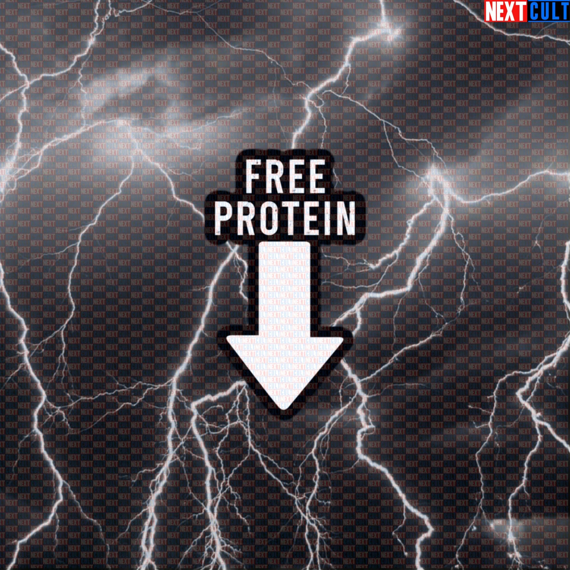 Free Protein Gym Sticker | Sarcastic Workout Decal for Water Bottles & Shaker Cups | Fitness Meme Default Title Stickers Bodybuilding Fitness Gym Workout Next Cult Brand
