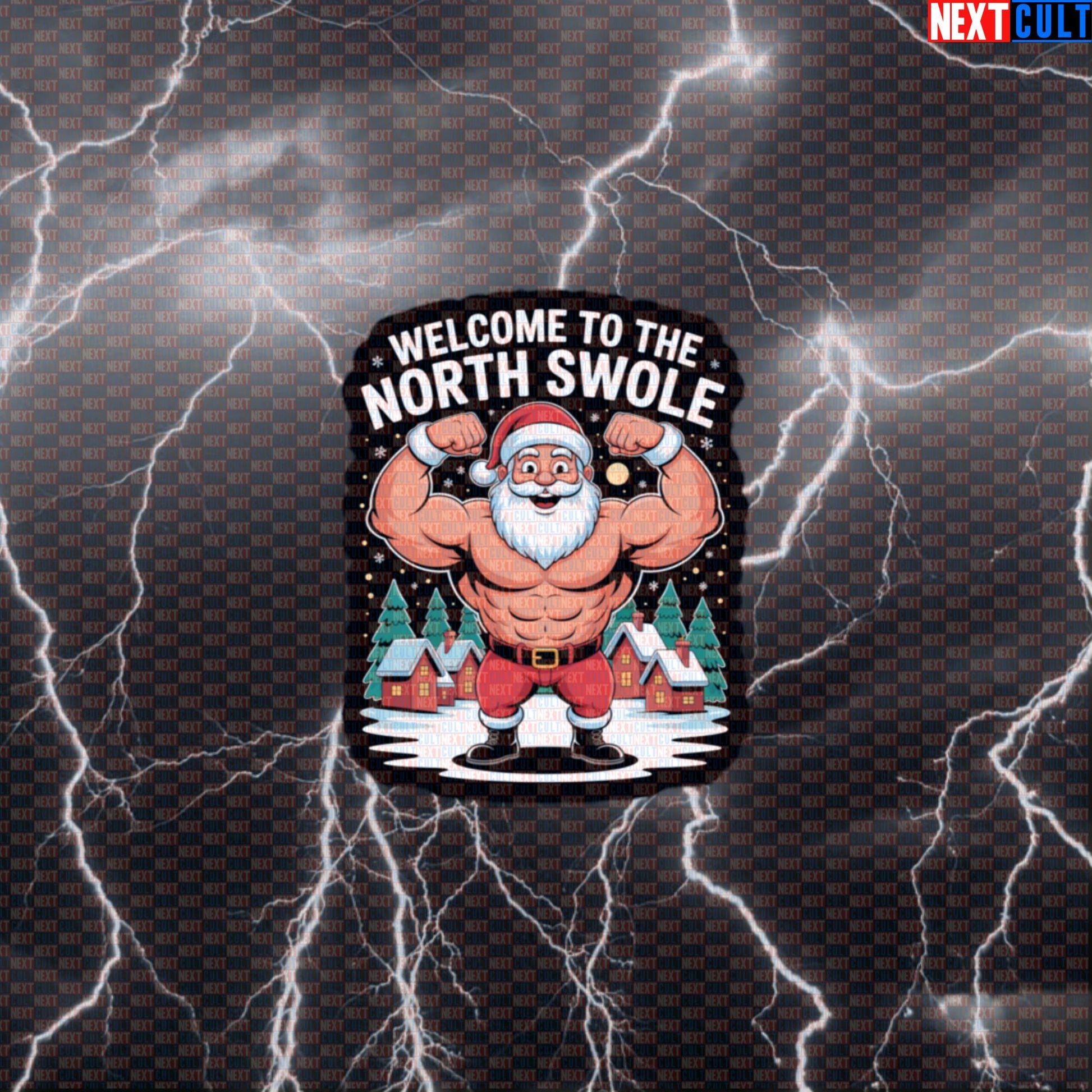 North Swole Christmas Sticker | Funny Holiday Gym Decal for Lifters | Santa Claus Workout Sticker Default Title Bodybuilding Christmas Fitness Gym Workout Next Cult Brand
