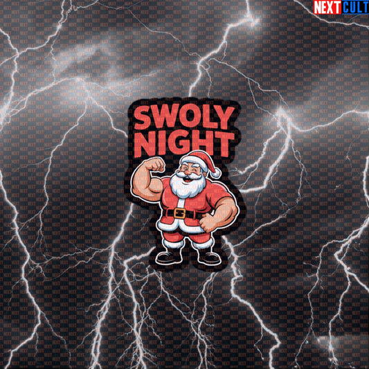 Swoly Night Gym Sticker | Swole Santa Christmas Workout Decal | Funny Fitness Meme Sticker Default Title Bodybuilding Christmas Fitness Gym Workout Next Cult Brand