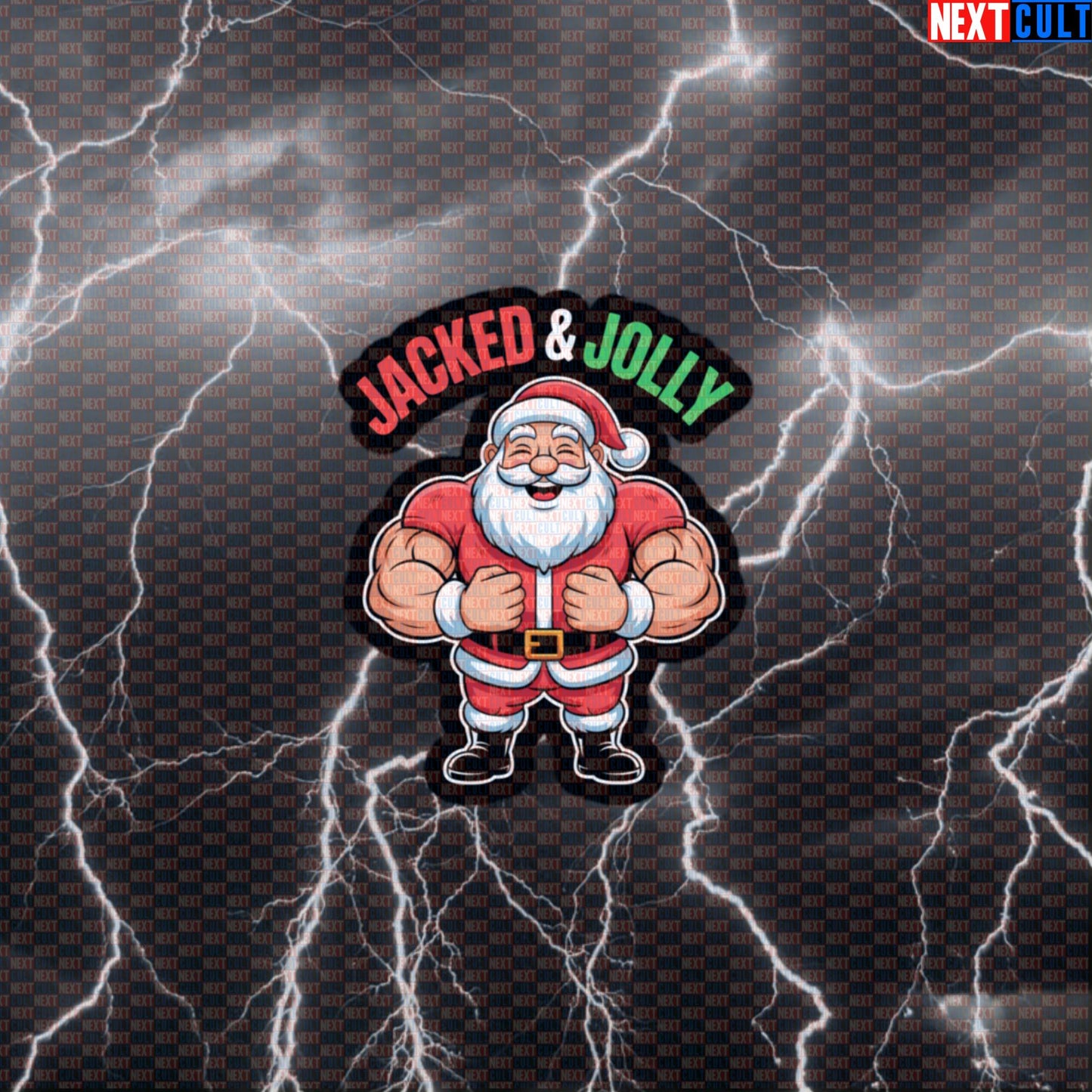 Swole Santa Gym Sticker | Funny Jacked Jolly Christmas Workout Decal | Holiday Fitness Meme Sticker Default Title Bodybuilding Christmas Fitness Gym Workout Next Cult Brand