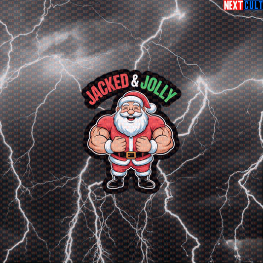 Swole Santa Gym Sticker | Funny Jacked Jolly Christmas Workout Decal | Holiday Fitness Meme Sticker Default Title Bodybuilding Christmas Fitness Gym Workout Next Cult Brand
