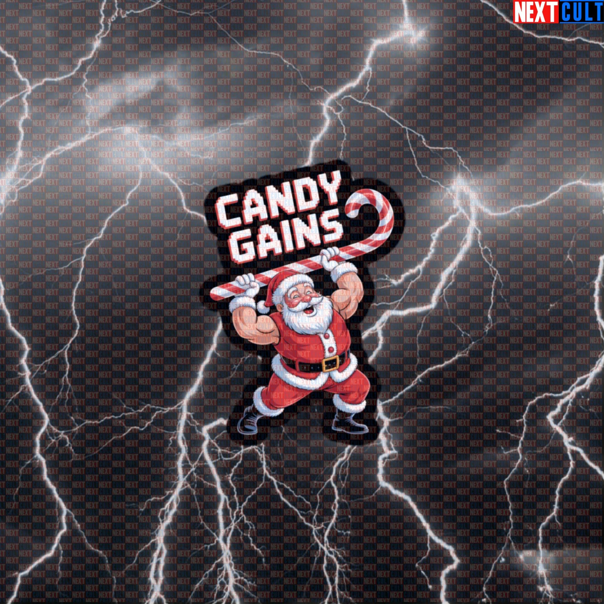 Swole Santa Gym Sticker | Candy Gains Funny Christmas Workout Decal | Festive Fitness Meme Sticker Default Title Bodybuilding Christmas Fitness Gym Workout Next Cult Brand