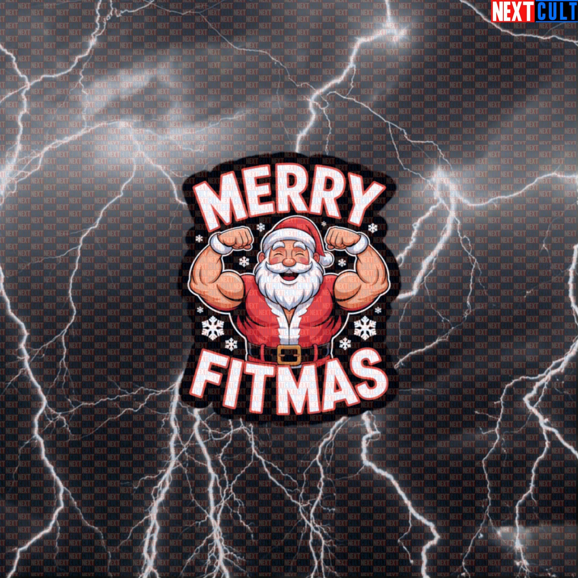 Merry Fitmas Gym Sticker | Funny Santa Claus Workout Decal | Festive Fitness Meme Sticker Default Title Bodybuilding Christmas Fitness Gym Workout Next Cult Brand
