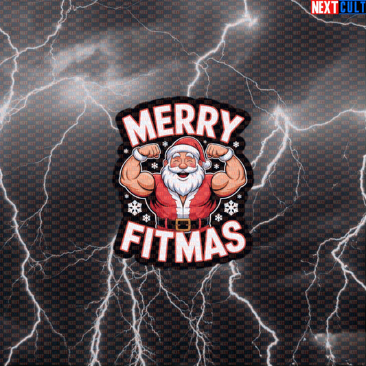 Merry Fitmas Gym Sticker | Funny Santa Claus Workout Decal | Festive Fitness Meme Sticker Default Title Bodybuilding Christmas Fitness Gym Workout Next Cult Brand