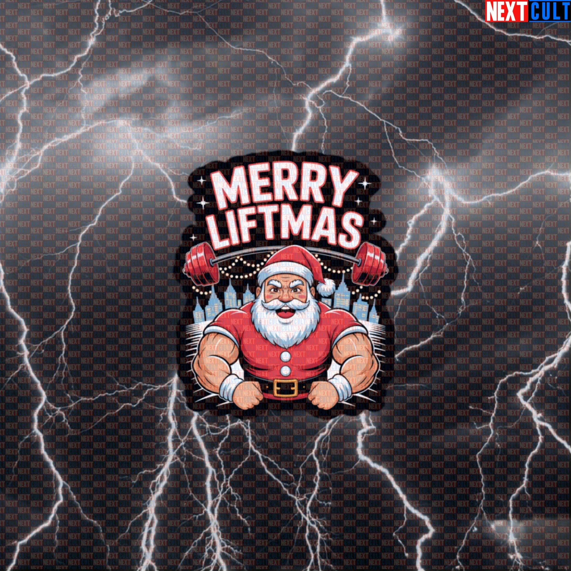 Merry Liftmas Gym Sticker | Santa Claus Workout Decal for Water Bottles | Festive Fitness Meme Sticker Default Title Bodybuilding Christmas Fitness Gym Powerlifting Workout Next Cult Brand