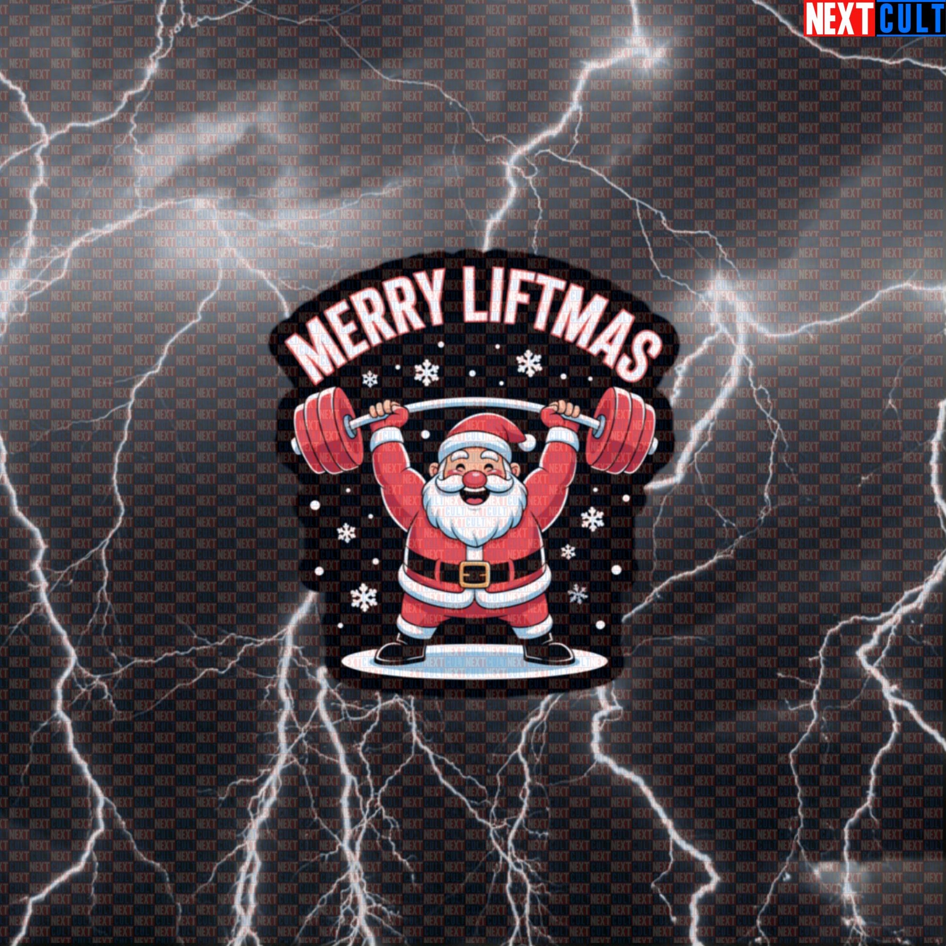 Merry Liftmas Gym Sticker | Funny Santa Barbell Christmas Workout Decal | Festive Fitness Meme Sticker Default Title Bodybuilding Christmas Fitness Gym Powerlifting Workout Next Cult Brand