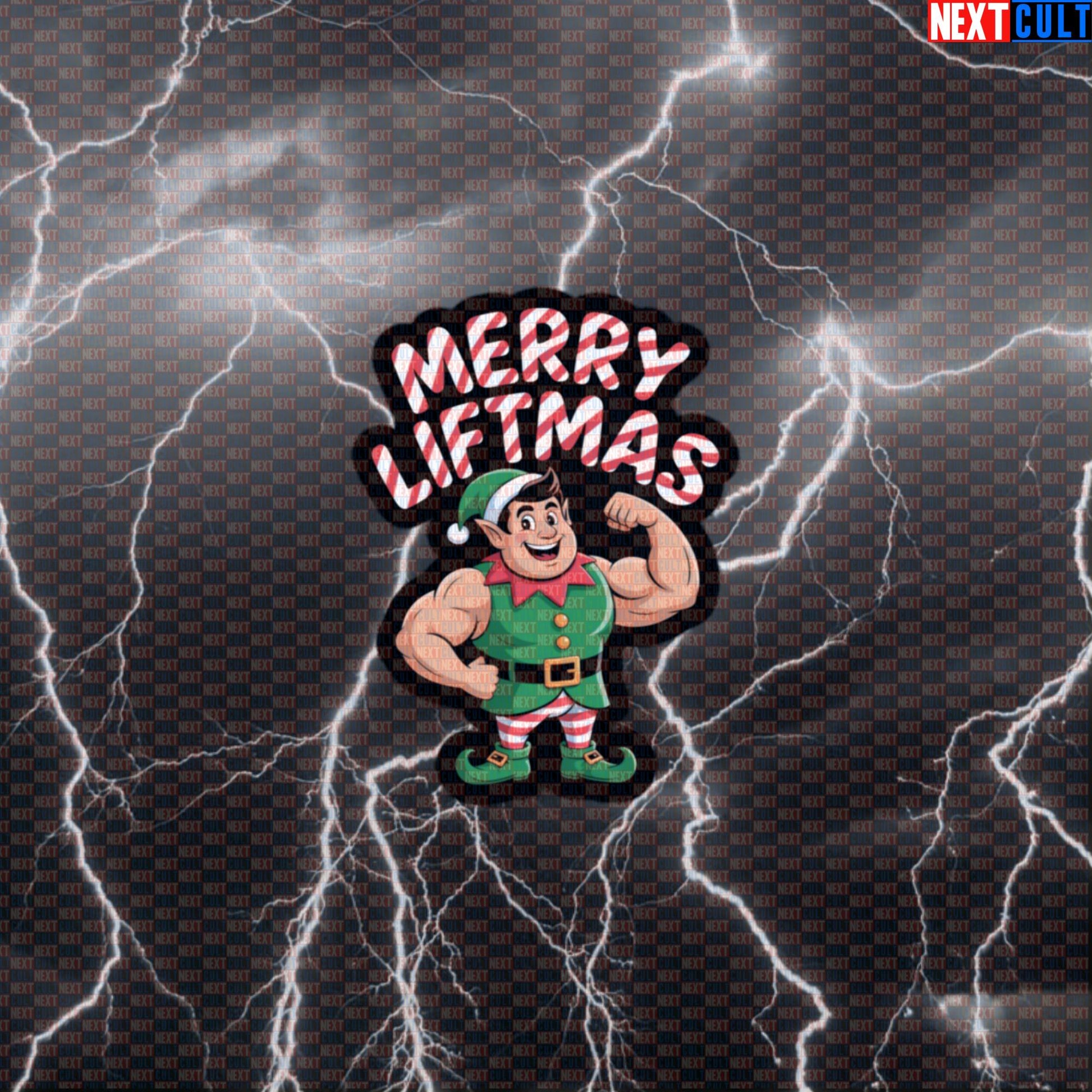 Merry Liftmas Gym Sticker | Funny Christmas Elf Workout Decal For Lifters | Festive Fitness Meme Sticker Default Title Bodybuilding Christmas Fitness Gym Powerlifting Workout Next Cult Brand