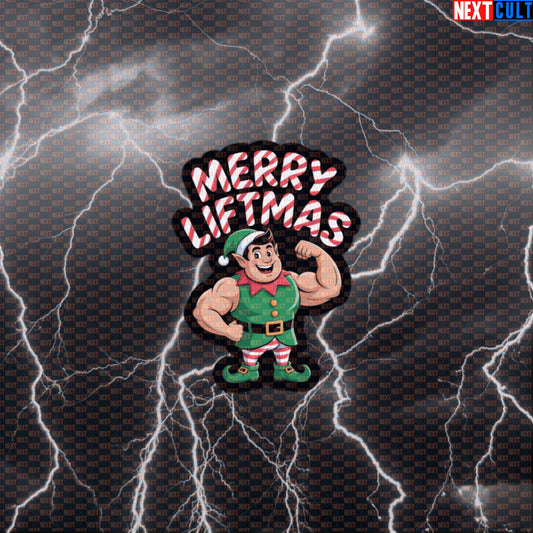 Merry Liftmas Gym Sticker | Funny Christmas Elf Workout Decal For Lifters | Festive Fitness Meme Sticker Default Title Bodybuilding Christmas Fitness Gym Powerlifting Workout Next Cult Brand