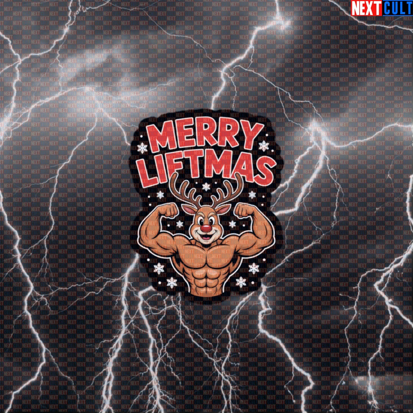 Merry Liftmas Gym Sticker | Funny Christmas Workout Decal For Lifters | Festive Fitness Meme Sticker Default Title Bodybuilding Christmas Fitness Gym Powerlifting Workout Next Cult Brand