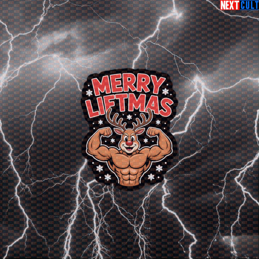 Merry Liftmas Gym Sticker | Funny Christmas Workout Decal For Lifters | Festive Fitness Meme Sticker Default Title Bodybuilding Christmas Fitness Gym Powerlifting Workout Next Cult Brand