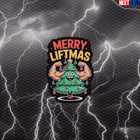 Merry Liftmas Gym Sticker | Funny Jacked Christmas Tree Workout Decal | Festive Fitness Meme Sticker Default Title Bodybuilding Christmas Fitness Gym Powerlifting Workout Next Cult Brand