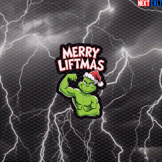 Merry Liftmas Grinch Gym Sticker | Funny Christmas Workout Decal | Festive Fitness Meme Sticker Default Title Bodybuilding Christmas Films Fitness Gym Powerlifting Workout Next Cult Brand