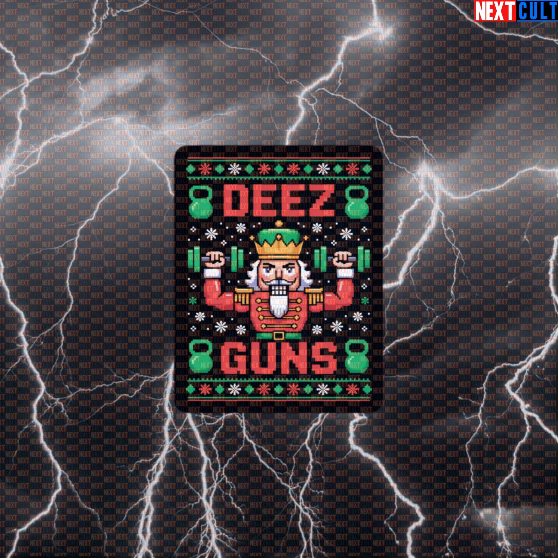 Deez Guns Nutcracker Gym Sticker | Funny Christmas Workout Decal | Bodybuilding Meme Sticker Default Title Bodybuilding Christmas Fitness Gym Kettlebell Workout Next Cult Brand