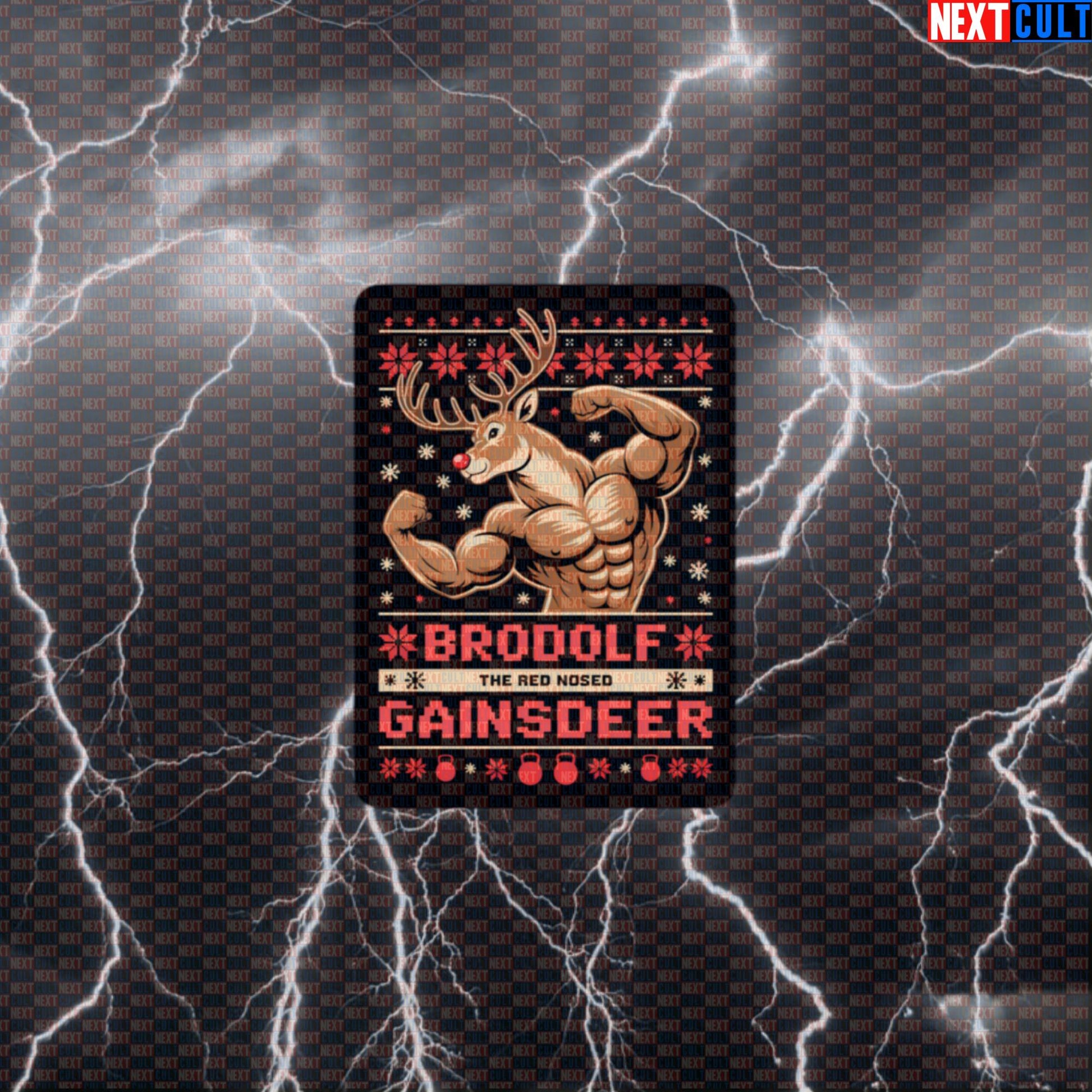 Brodolf Gainsdeer Funny Gym Sticker | Christmas Workout Meme Decal | Festive Fitness Sticker Default Title Stickers Bodybuilding Christmas Fitness Gym Workout Next Cult Brand