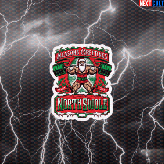 Funny Christmas Gym Sticker - Buff Santa Claus Workout Decal for Water Bottles & Gym Lockers Default Title Stickers Bodybuilding Christmas Fitness Gym Leg Day Powerlifting Workout Next Cult Brand