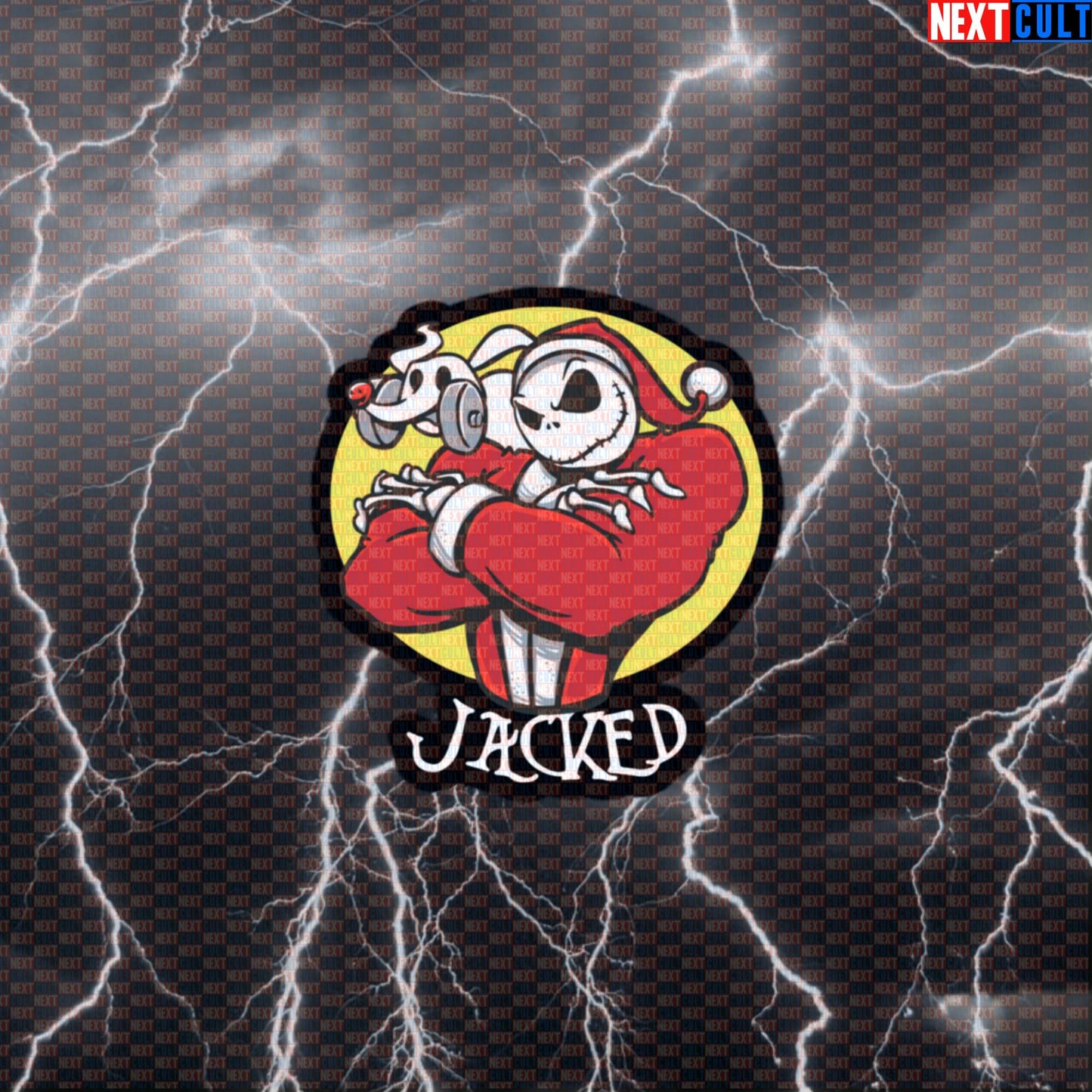 Jacked Skellington Funny Gym Sticker - Nightmare Before Christmas Workout Decal for Lifters Default Title Stickers Bodybuilding Christmas Films Fitness Gym Workout Next Cult Brand