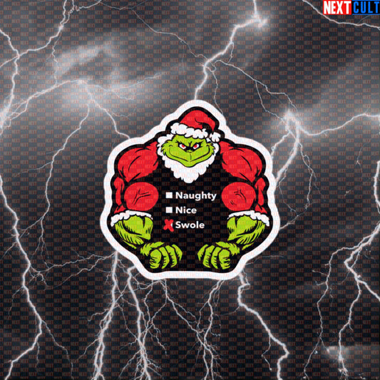 Swole Grinch Christmas Gym Sticker | Funny Liftmas Fitness Meme Workout Decal | Grinch Gains Sticker Default Title Stickers Bodybuilding Christmas Films Fitness Gym Workout Next Cult Brand