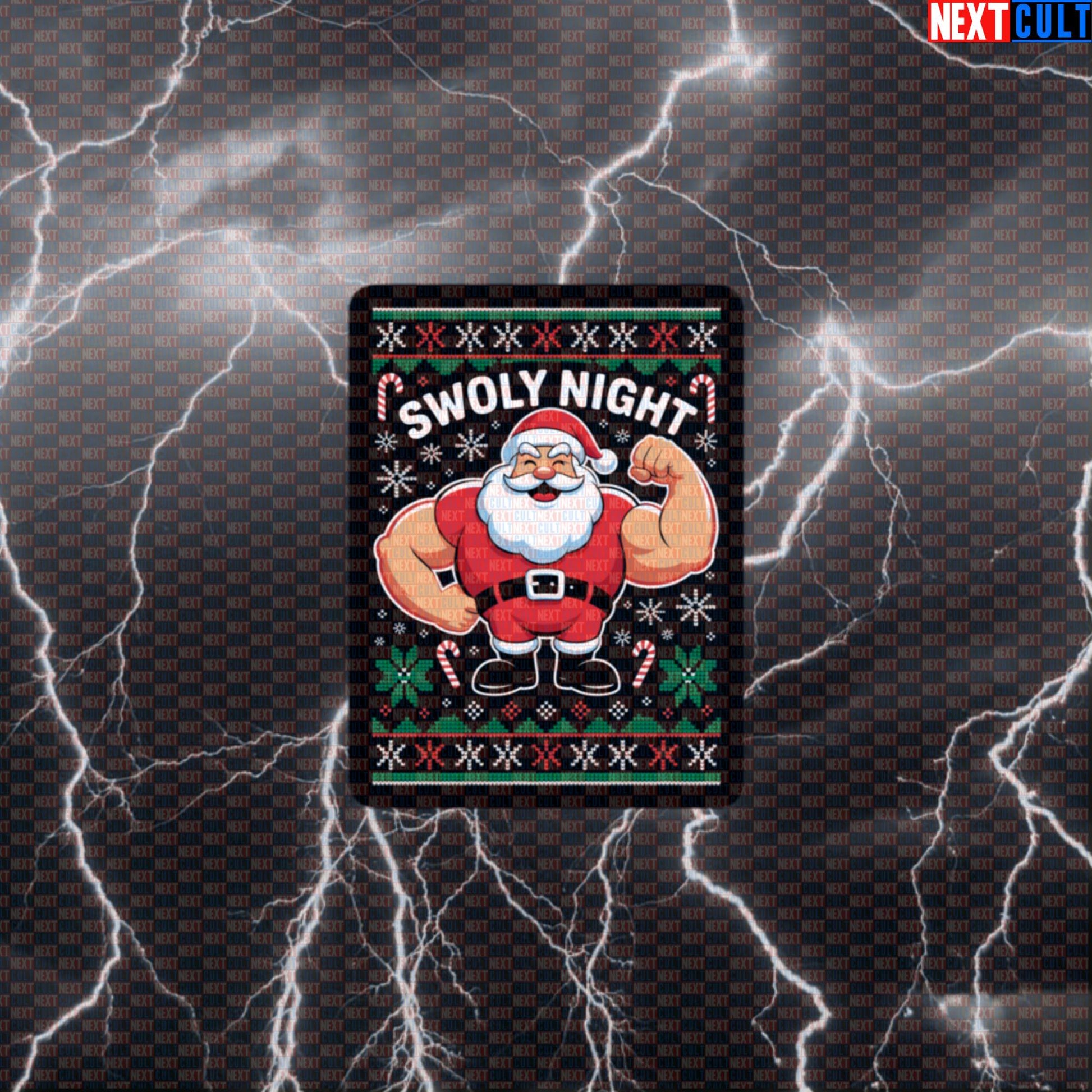 Swoly Night Funny Christmas Gym Sticker | Festive Liftmas Workout Decal For Gym Bros | Holiday Fitness Meme Default Title Stickers Bodybuilding Christmas Fitness Gym Workout Next Cult Brand
