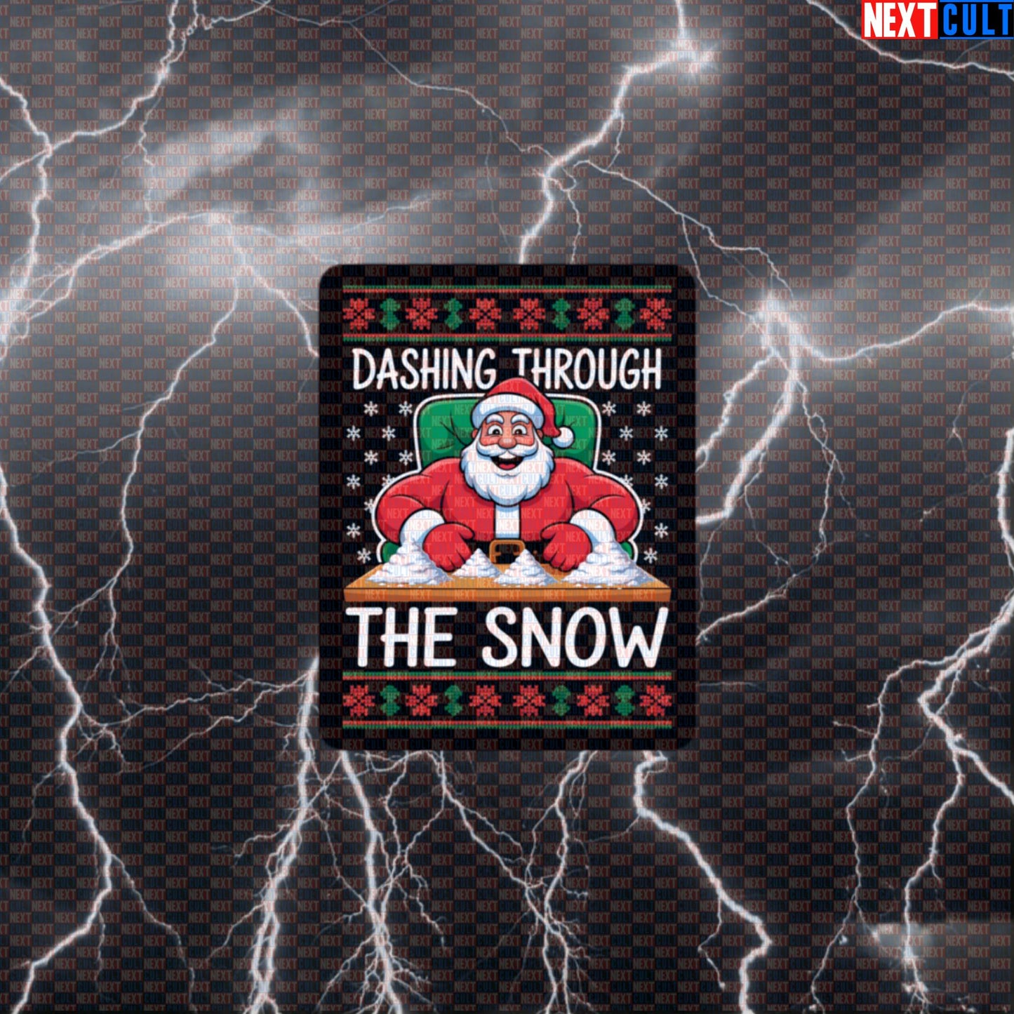 Dashing Through The Snow Gym Sticker | Sniffing Creatine Christmas Meme Decal | Edgy Liftmas Workout Sticker Default Title Stickers Bodybuilding Christmas Fitness Gym Workout Next Cult Brand