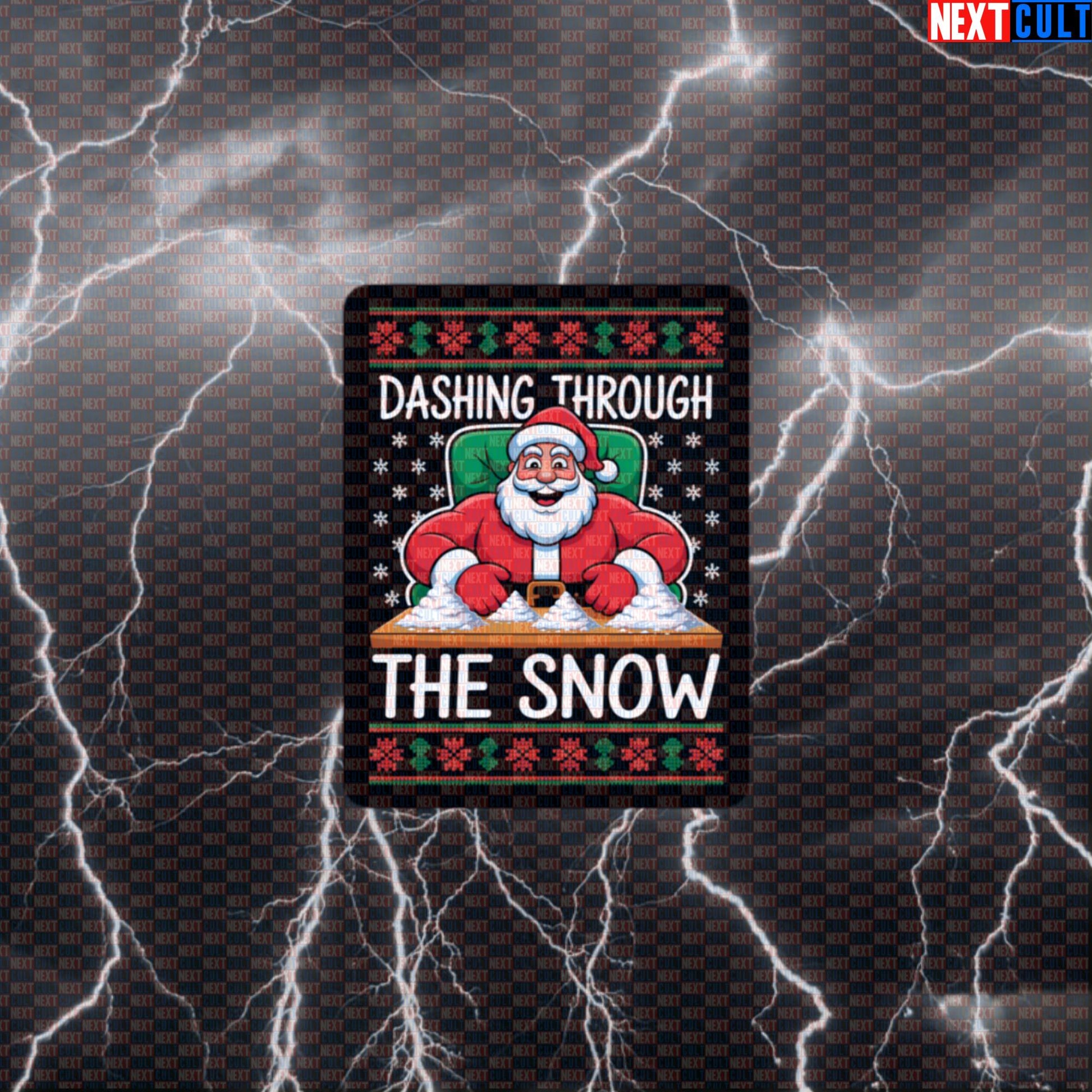 Dashing Through The Snow Gym Sticker | Sniffing Creatine Christmas Meme Decal | Edgy Liftmas Workout Sticker Default Title Stickers Bodybuilding Christmas Fitness Gym Workout Next Cult Brand