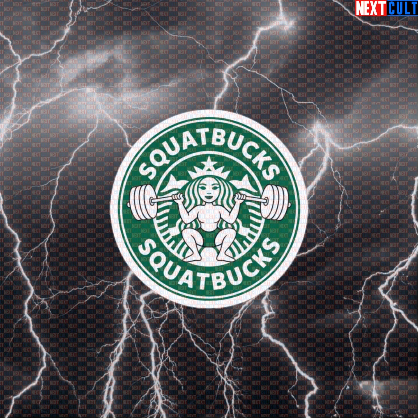 Squatbucks Gym Sticker | Funny Starbucks Parody Workout Decal | Leg Day Coffee Lover Meme Sticker Default Title Bodybuilding Coffee Fast Food Fitness Gym Leg Day Powerlifting Workout Next Cult Brand
