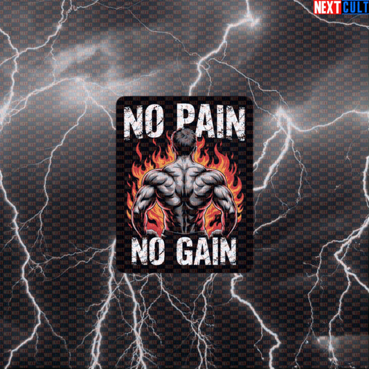 Hardcore Gains Gym Sticker | Funny No Pain No Gain Workout Decal | Fire Back Day Motivational Sticker Default Title Bodybuilding Fitness Gym Workout Next Cult Brand