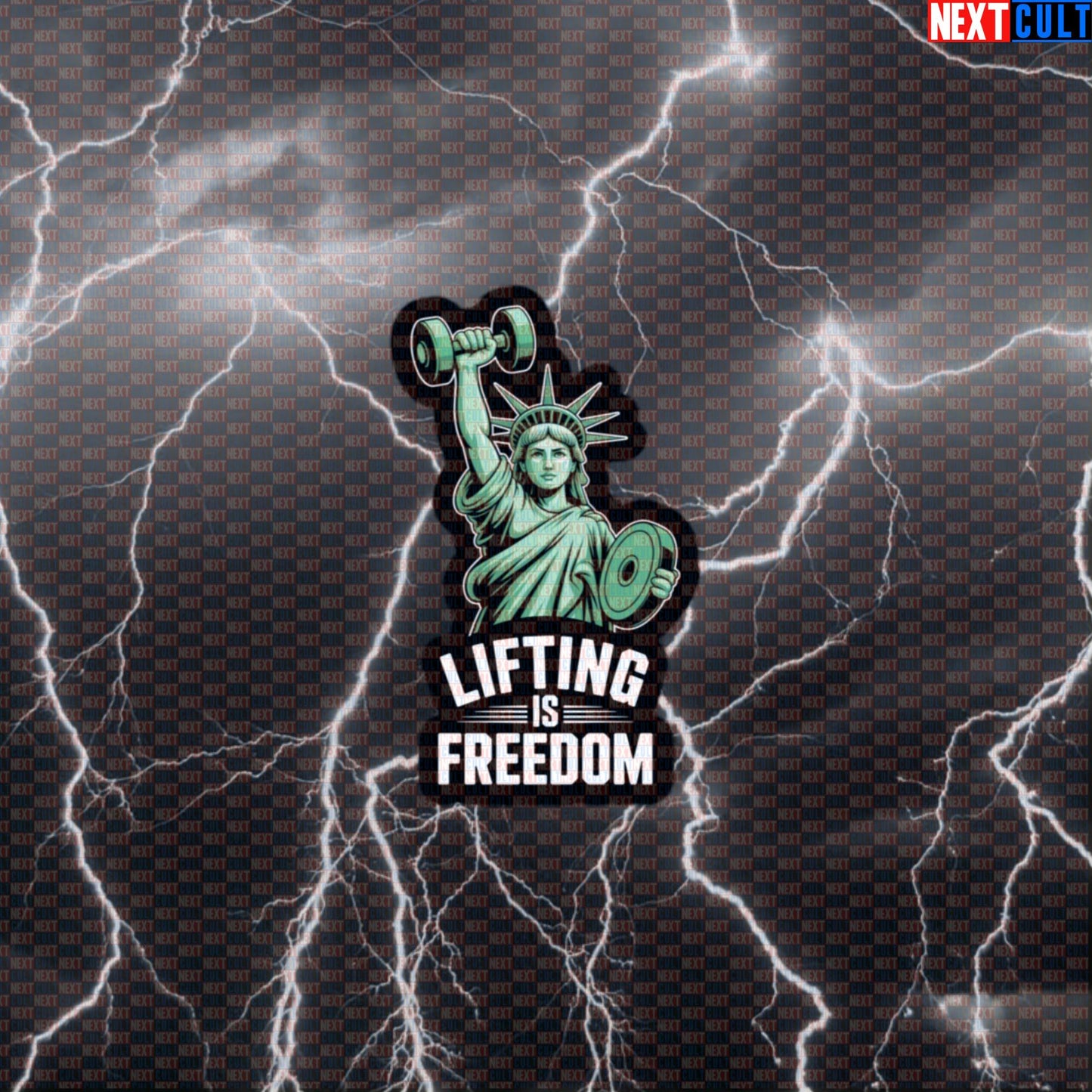 Lifting Is Freedom Gym Sticker | Statue of Liberty Meme Workout Decal | Funny 4th of July Gym Sticker Default Title 4th of July Bodybuilding Fitness Gym Powerlifting Statue of Liberty Workout Next Cult Brand
