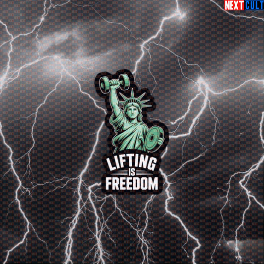 Lifting Is Freedom Gym Sticker | Statue of Liberty Meme Workout Decal | Funny 4th of July Gym Sticker Default Title 4th of July Bodybuilding Fitness Gym Powerlifting Statue of Liberty Workout Next Cult Brand