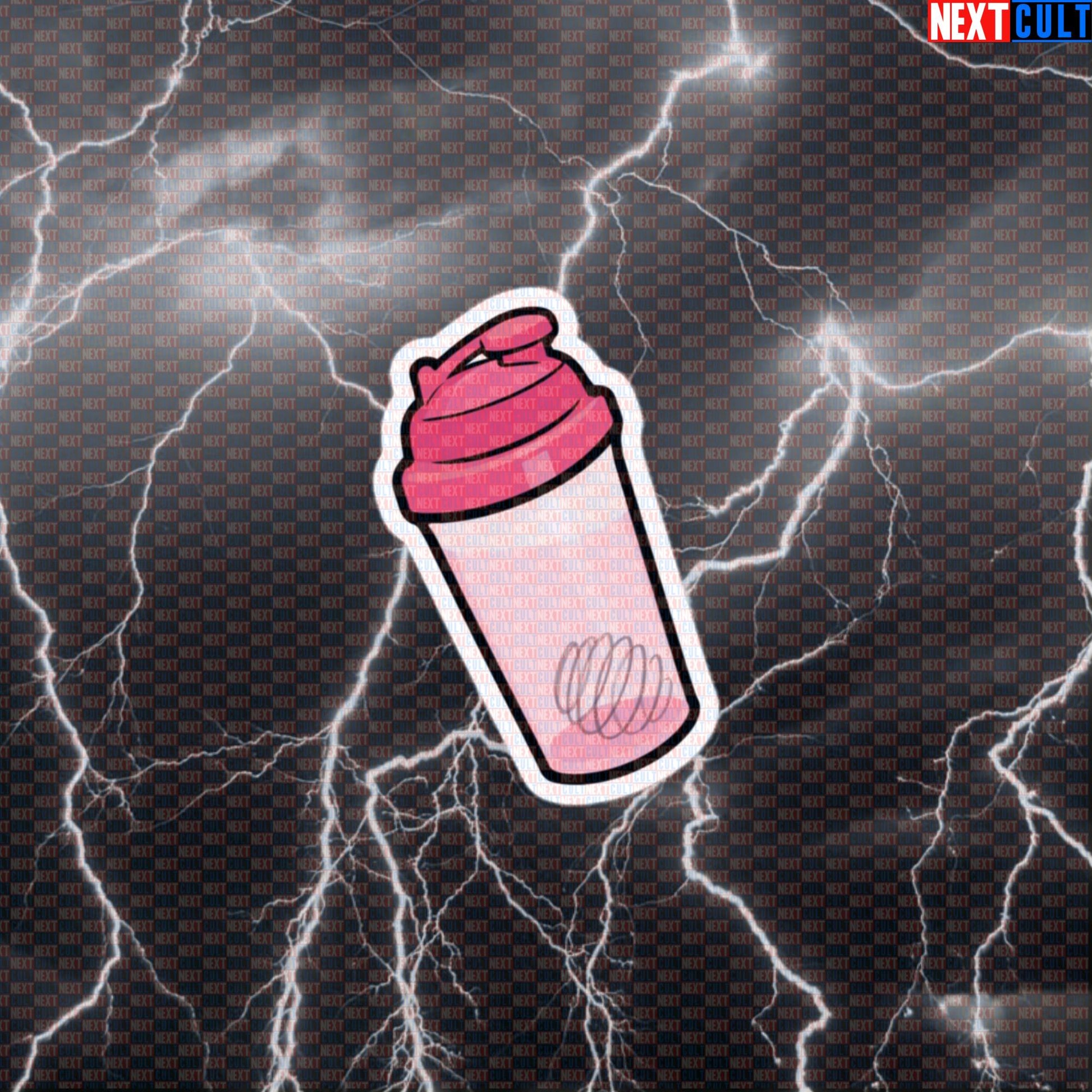 Pink Protein Shaker Bottle Sticker | Funny Gym Meme Decal for Lifters Default Title Stickers Bodybuilding Fitness Gym Workout Next Cult Brand