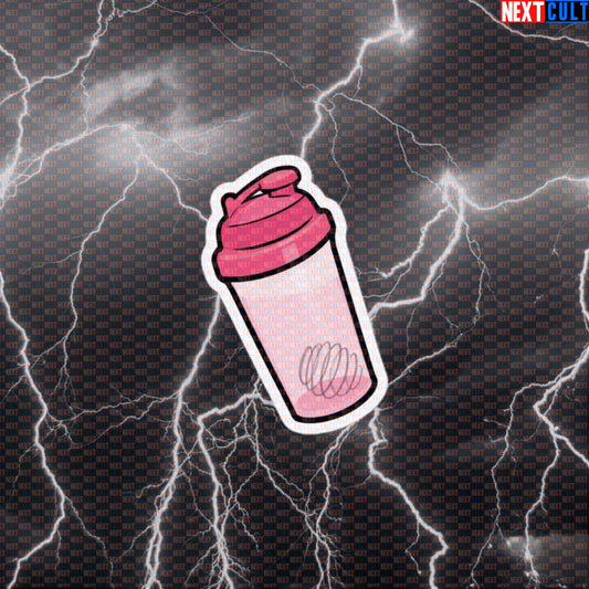 Pink Protein Shaker Bottle Sticker | Funny Gym Meme Decal for Lifters Default Title Stickers Bodybuilding Fitness Gym Workout Next Cult Brand