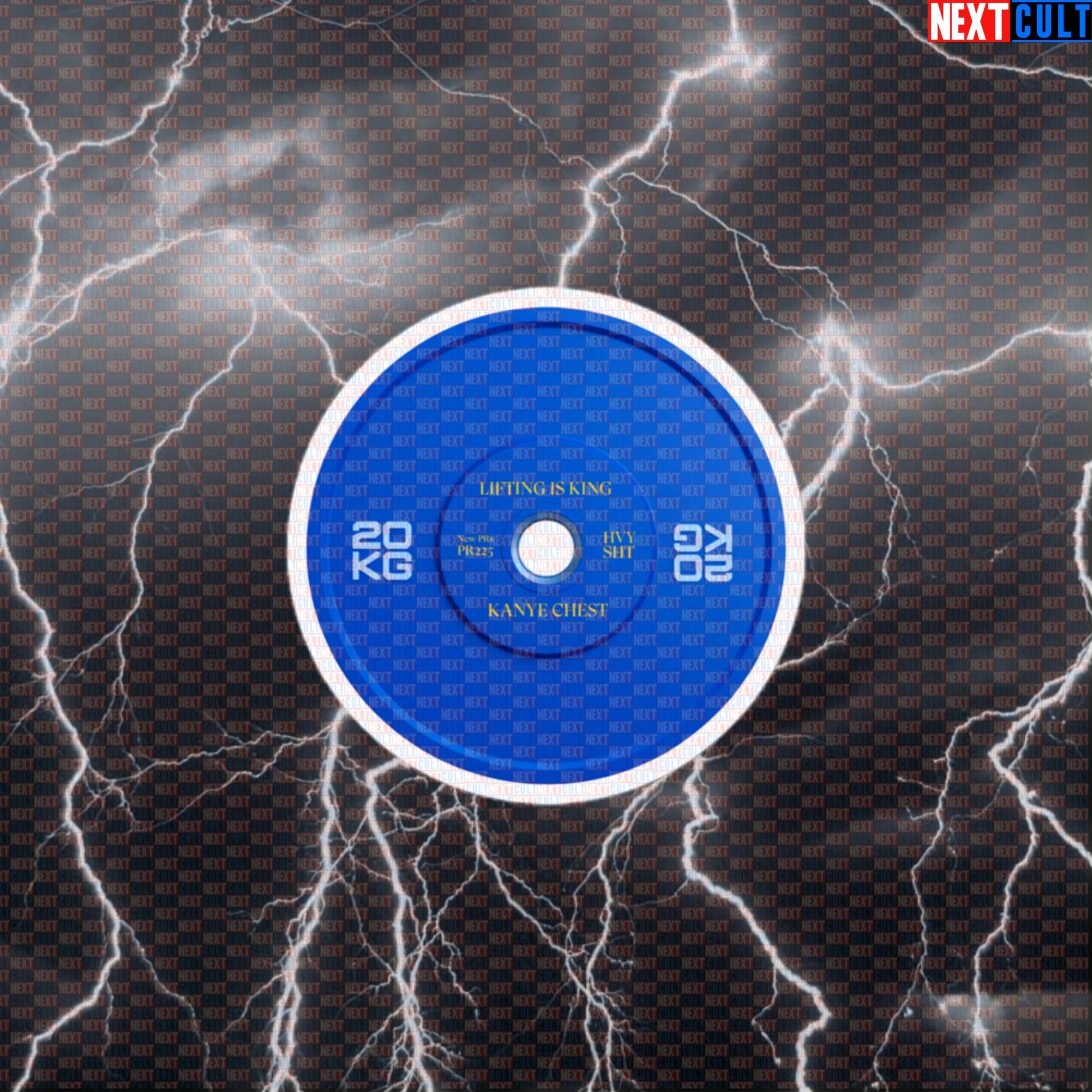 Lifting Is King Gym Sticker | Kanye Workout Decal | Blue Weight Plate Parody Art Default Title Stickers Bodybuilding Fitness Gym Hip Hop Kanye West Powerlifting Workout Next Cult Brand