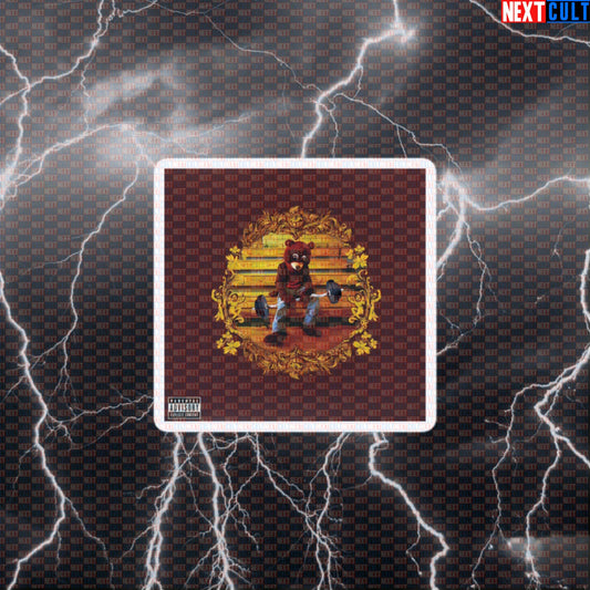 Gym Dropout Bear Workout Sticker Decal | Kanye Lifting Parody Funny Gymbro Meme Art Default Title Stickers Bodybuilding Fitness Gym Hip Hop Kanye West Workout Next Cult Brand