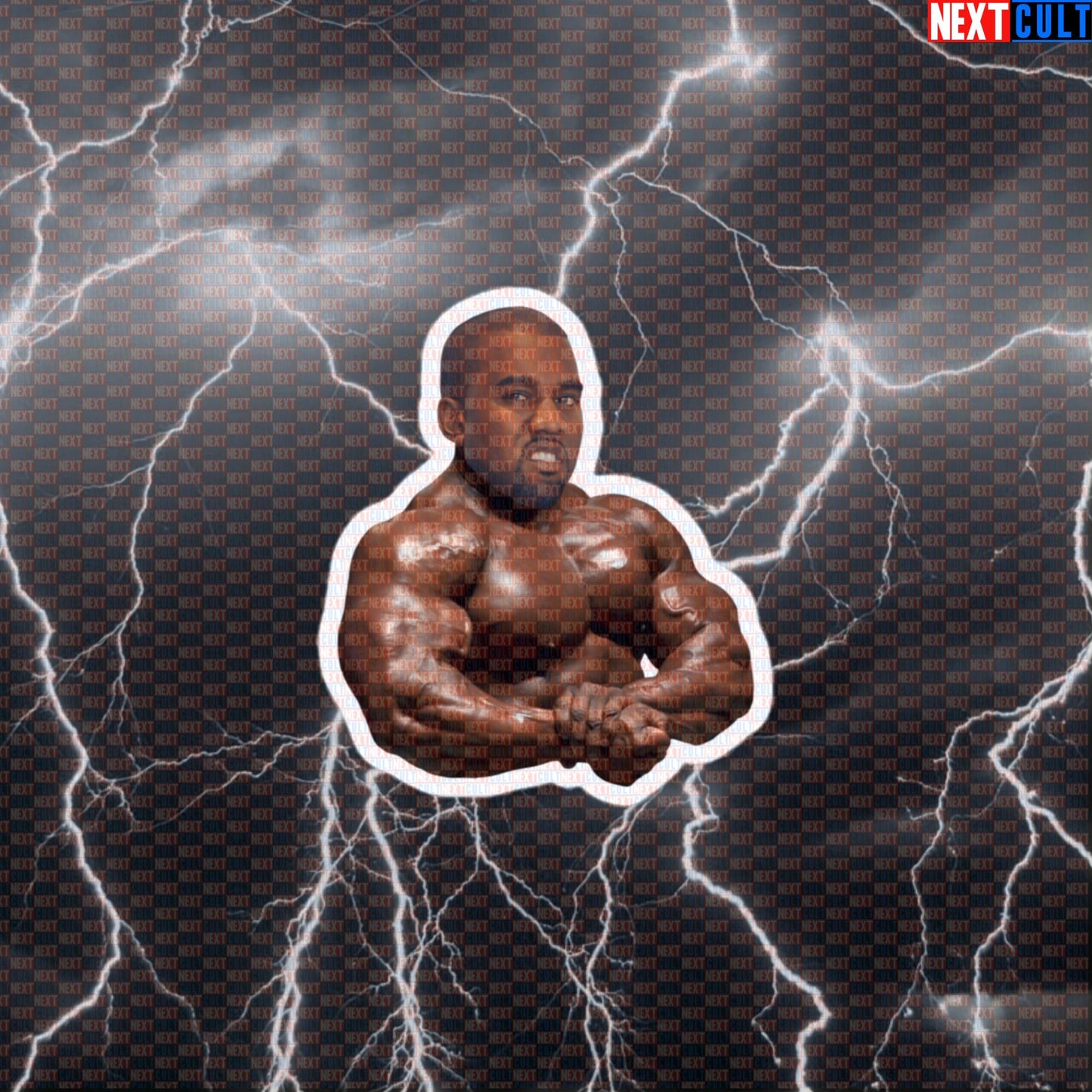 Kanye Chest Gym Meme Sticker | Bodybuilding Rap Parody Decal for Lifters Default Title Stickers Bodybuilding Fitness Gym Hip Hop Kanye West Workout Next Cult Brand