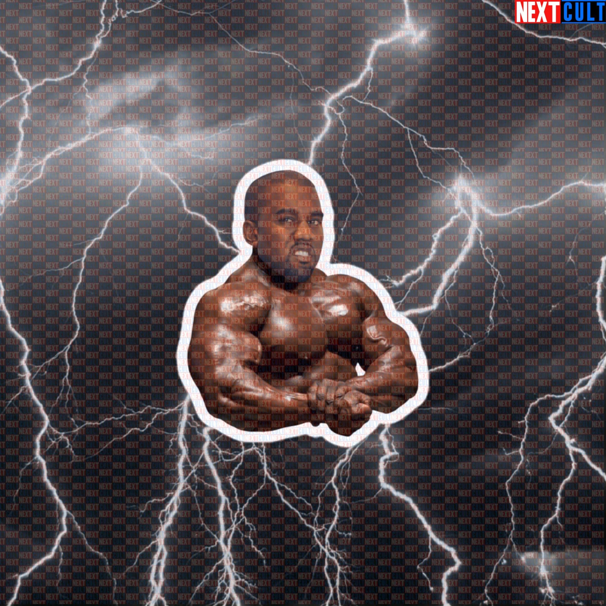 Kanye Chest Gym Meme Sticker | Bodybuilding Rap Parody Decal for Lifters Default Title Stickers Bodybuilding Fitness Gym Hip Hop Kanye West Workout Next Cult Brand