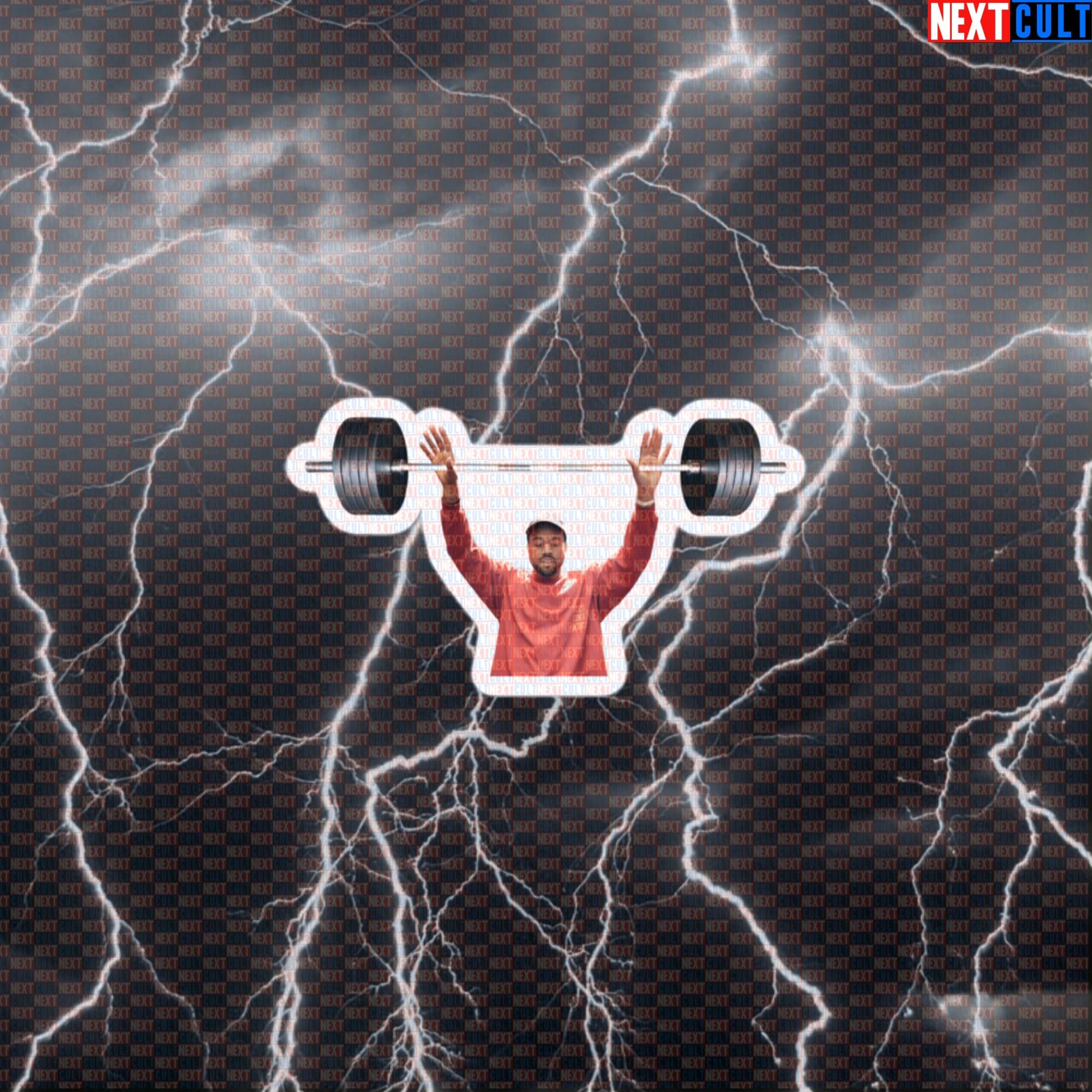 Kanye Lifting Barbell Funny Gym Sticker | Rap Music Workout Decal for Lifters Default Title Stickers Bodybuilding Fitness Gym Hip Hop Kanye West Powerlifting Workout Next Cult Brand