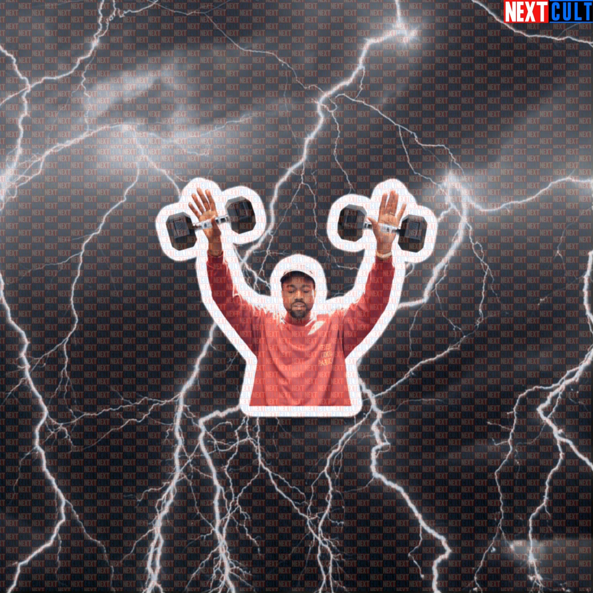 Kanye Lifting Dumbbells Funny Gym Sticker | Rap Music Workout Decal for Lifters Default Title Stickers Bodybuilding Fitness Gym Hip Hop Kanye West Workout Next Cult Brand
