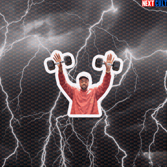 Kanye Lifting Dumbbells Funny Gym Sticker | Rap Music Workout Decal for Lifters Default Title Stickers Bodybuilding Fitness Gym Hip Hop Kanye West Workout Next Cult Brand